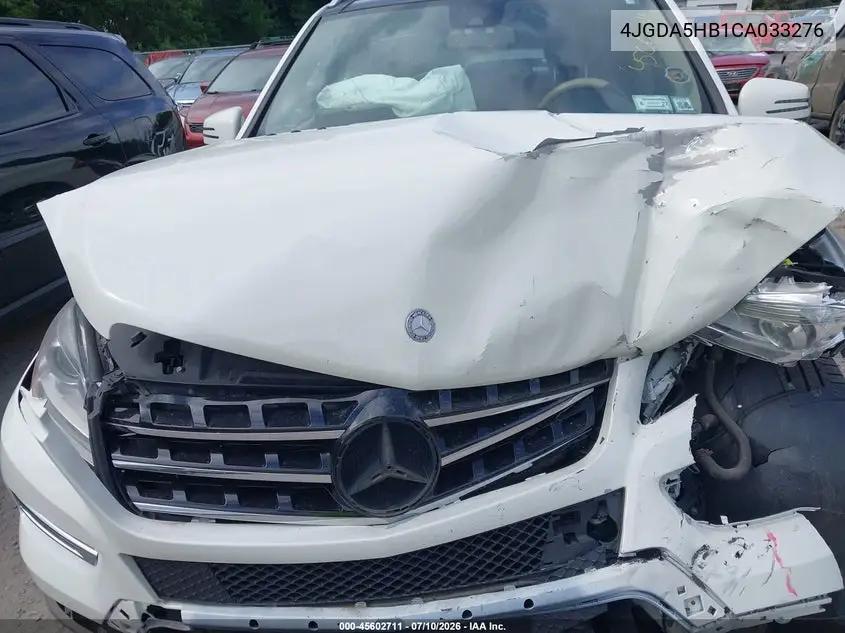 2012 Mercedes-Benz Ml 350 4Matic VIN: 4JGDA5HB1CA033276 Lot: 45602711