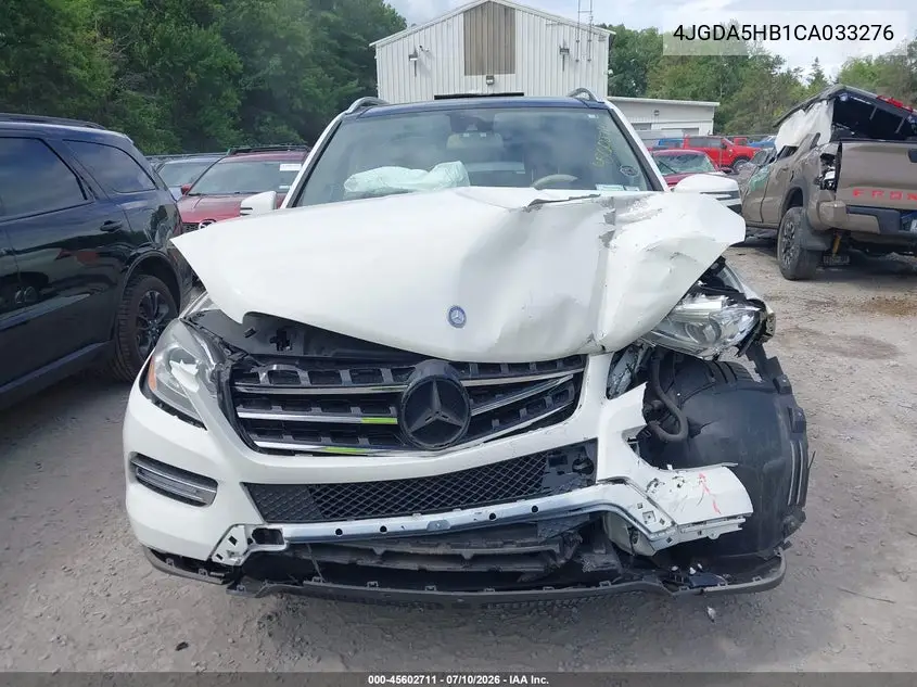 2012 Mercedes-Benz Ml 350 4Matic VIN: 4JGDA5HB1CA033276 Lot: 45602711