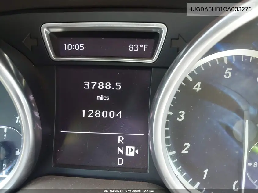 2012 Mercedes-Benz Ml 350 4Matic VIN: 4JGDA5HB1CA033276 Lot: 45602711