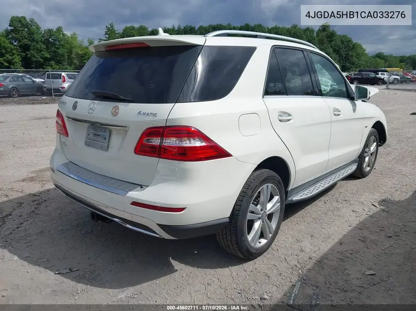 2012 Mercedes-Benz Ml 350 4Matic VIN: 4JGDA5HB1CA033276 Lot: 45602711