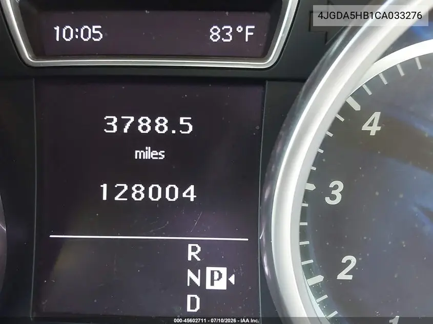 2012 Mercedes-Benz Ml 350 4Matic VIN: 4JGDA5HB1CA033276 Lot: 45602711