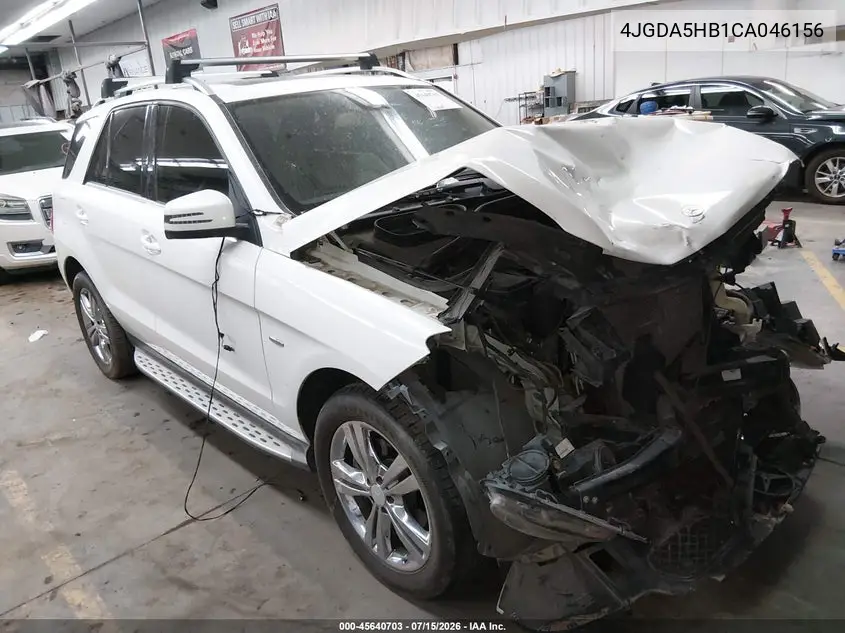 2012 Mercedes-Benz Ml 350 4Matic VIN: 4JGDA5HB1CA046156 Lot: 45640703