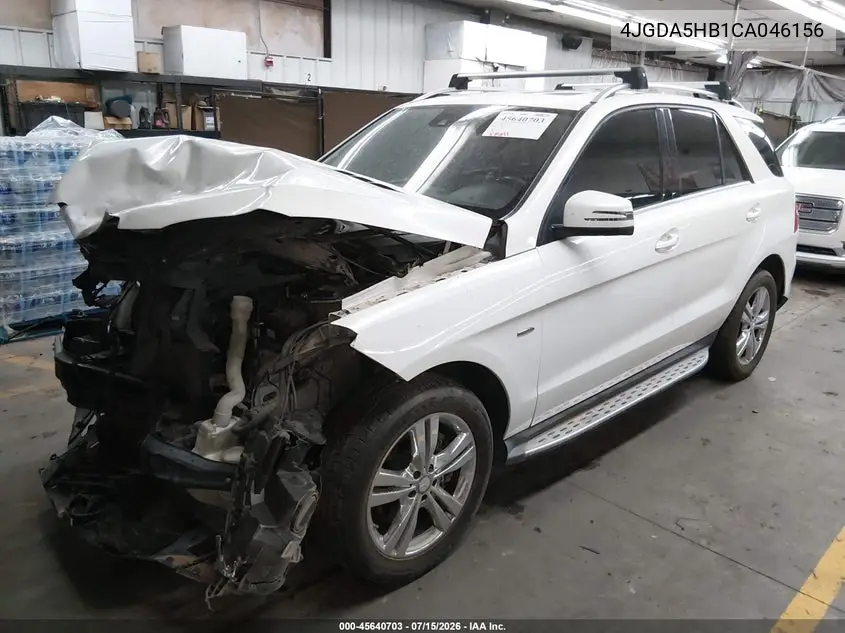 2012 Mercedes-Benz Ml 350 4Matic VIN: 4JGDA5HB1CA046156 Lot: 45640703