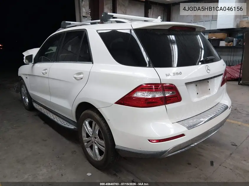 2012 Mercedes-Benz Ml 350 4Matic VIN: 4JGDA5HB1CA046156 Lot: 45640703