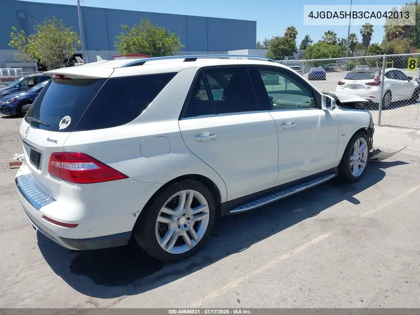 2012 Mercedes-Benz Ml 350 4Matic VIN: 4JGDA5HB3CA042013 Lot: 45656831