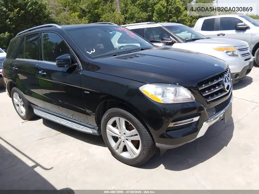 2012 Mercedes-Benz Ml 350 4Matic VIN: 4JGDA5HB2CA030869 Lot: 45672990