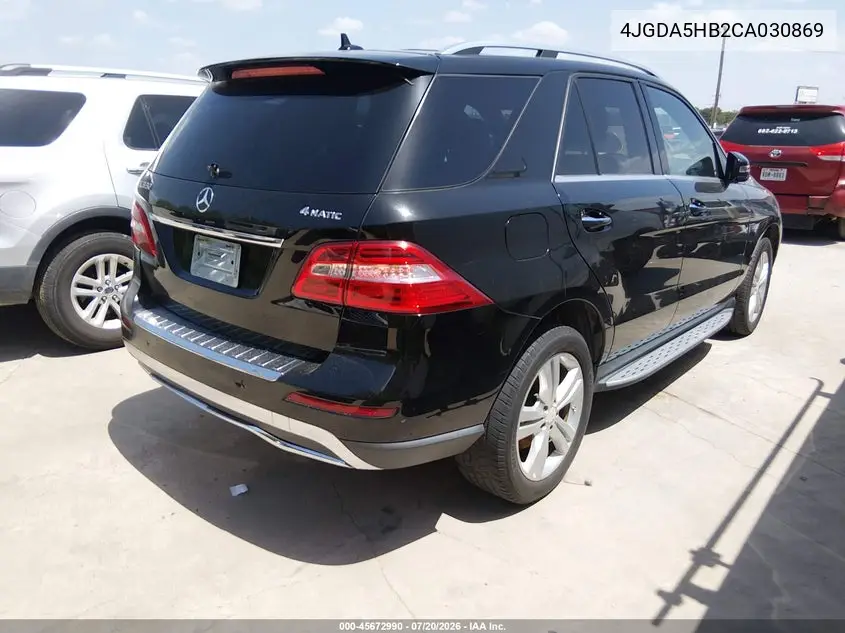 2012 Mercedes-Benz Ml 350 4Matic VIN: 4JGDA5HB2CA030869 Lot: 45672990