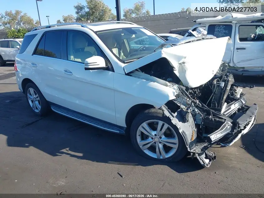 2013 Mercedes-Benz Ml 350 VIN: 4JGDA5JB6DA227703 Lot: 45360390