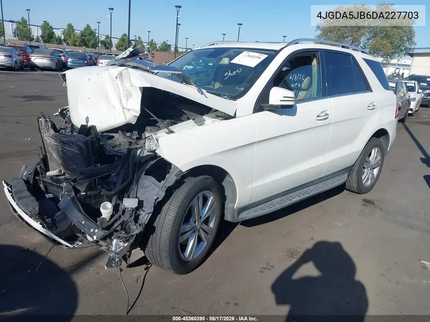 2013 Mercedes-Benz Ml 350 VIN: 4JGDA5JB6DA227703 Lot: 45360390
