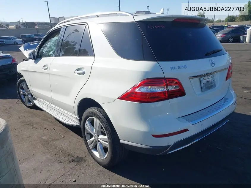 2013 Mercedes-Benz Ml 350 VIN: 4JGDA5JB6DA227703 Lot: 45360390