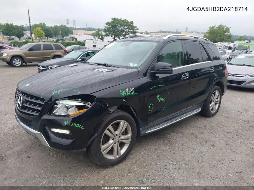 2013 Mercedes-Benz Ml 350 4Matic VIN: 4JGDA5HB2DA218714 Lot: 45451262