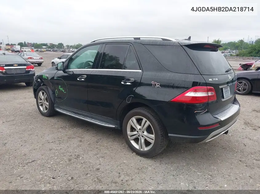 2013 Mercedes-Benz Ml 350 4Matic VIN: 4JGDA5HB2DA218714 Lot: 45451262