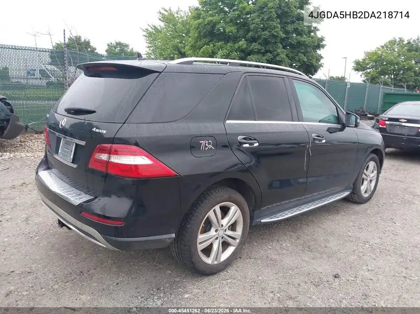 2013 Mercedes-Benz Ml 350 4Matic VIN: 4JGDA5HB2DA218714 Lot: 45451262