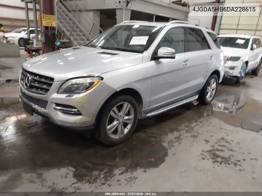 2013 Mercedes-Benz Ml 350 4Matic VIN: 4JGDA5HB6DA228615 Lot: 45551432