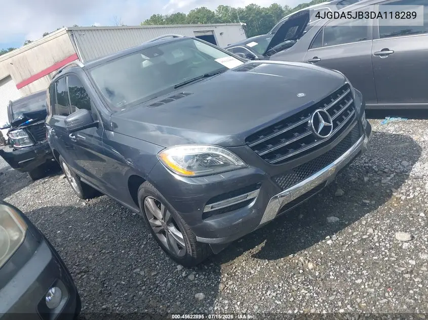 2013 Mercedes-Benz Ml 350 VIN: 4JGDA5JB3DA118289 Lot: 45622895