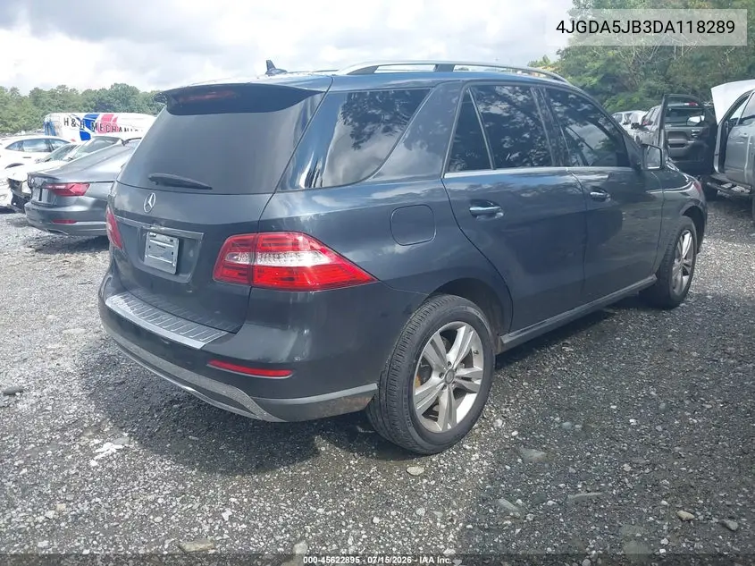 2013 Mercedes-Benz Ml 350 VIN: 4JGDA5JB3DA118289 Lot: 45622895