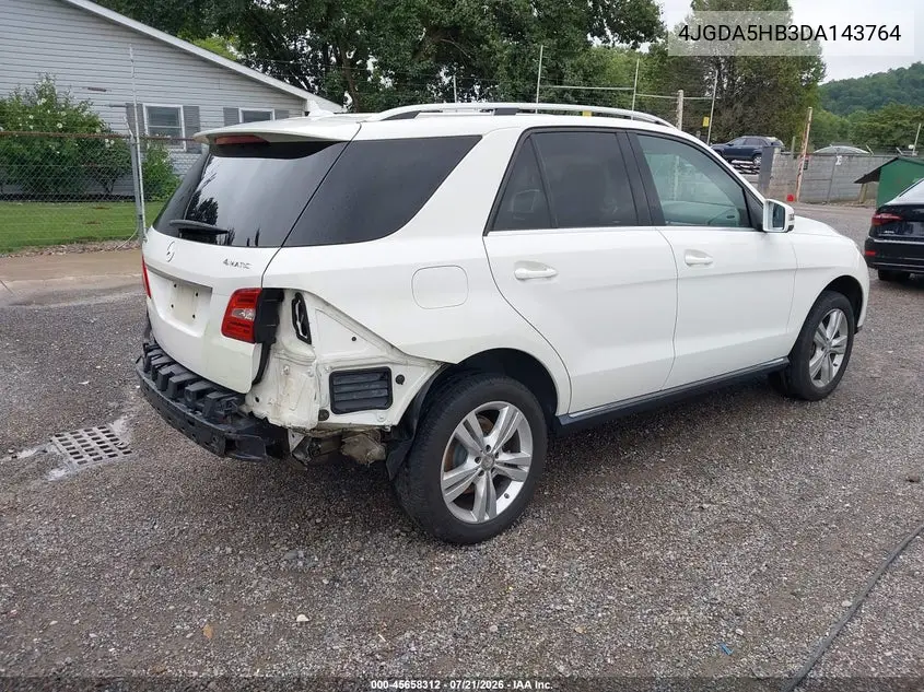 2013 Mercedes-Benz Ml 350 4Matic VIN: 4JGDA5HB3DA143764 Lot: 45658312