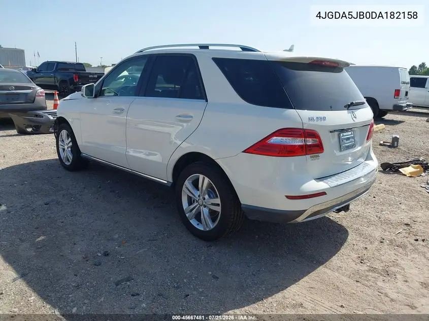 2013 Mercedes-Benz Ml 350 VIN: 4JGDA5JB0DA182158 Lot: 45667481