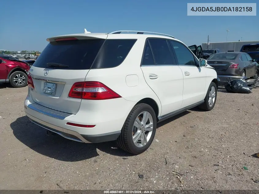 2013 Mercedes-Benz Ml 350 VIN: 4JGDA5JB0DA182158 Lot: 45667481