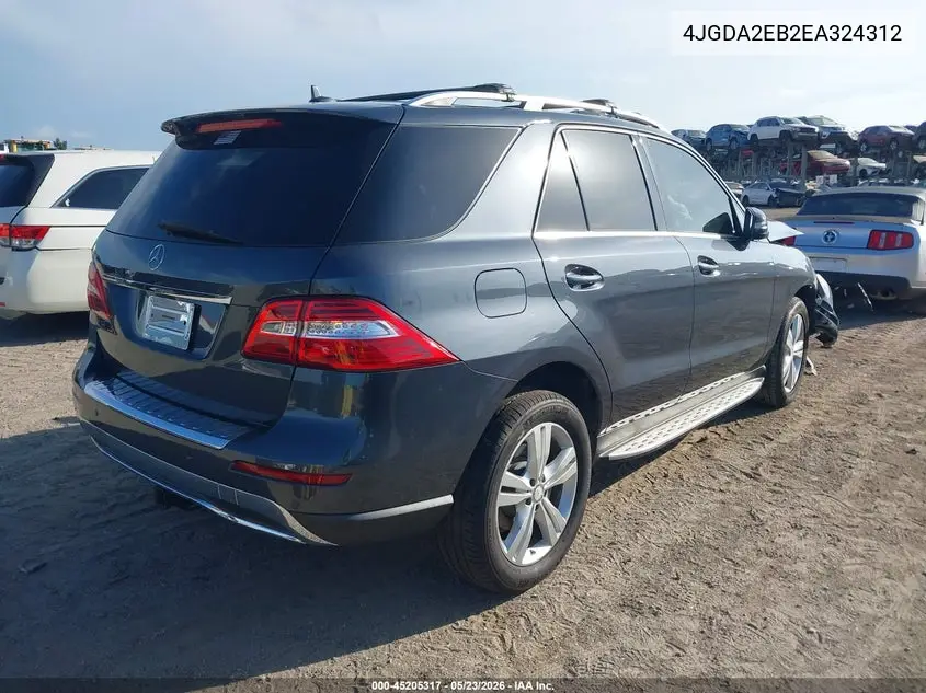 2014 Mercedes-Benz Ml 350 Bluetec 4Matic VIN: 4JGDA2EB2EA324312 Lot: 45205317