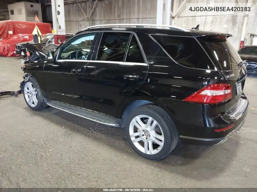 2014 Mercedes-Benz Ml 350 4Matic VIN: 4JGDA5HB5EA420383 Lot: 45401196
