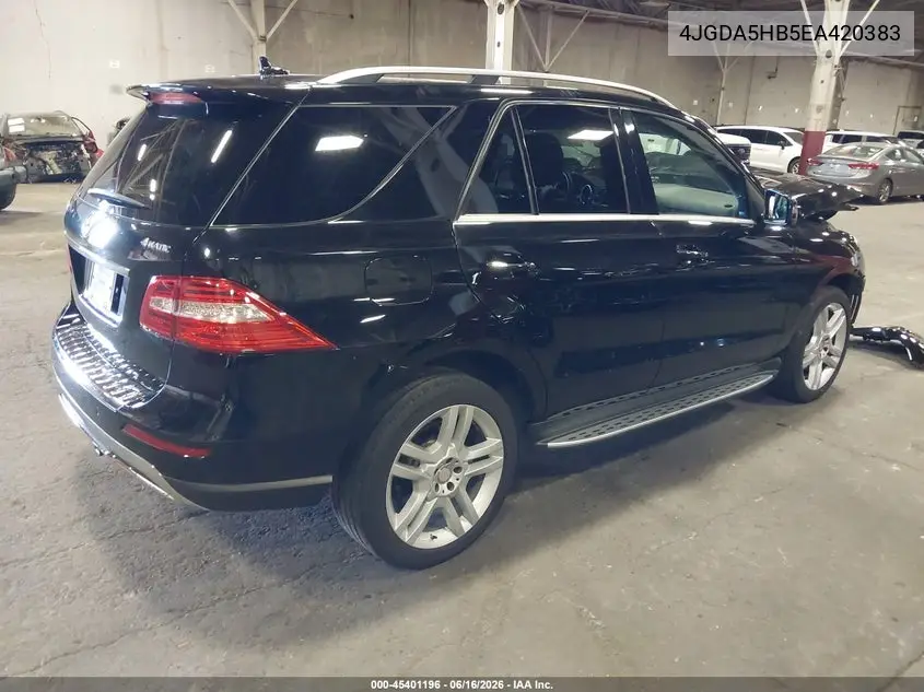 2014 Mercedes-Benz Ml 350 4Matic VIN: 4JGDA5HB5EA420383 Lot: 45401196