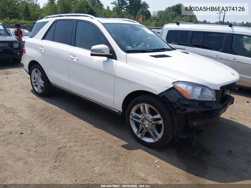 2014 Mercedes-Benz Ml 350 4Matic VIN: 4JGDA5HB6EA374126 Lot: 45475682