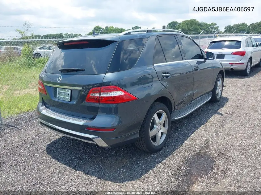 2014 Mercedes-Benz Ml 350 VIN: 4JGDA5JB6EA406597 Lot: 45507533
