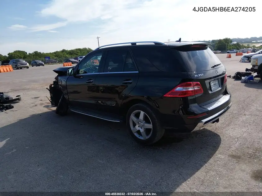 2014 Mercedes-Benz Ml 350 4Matic VIN: 4JGDA5HB6EA274205 Lot: 45538332
