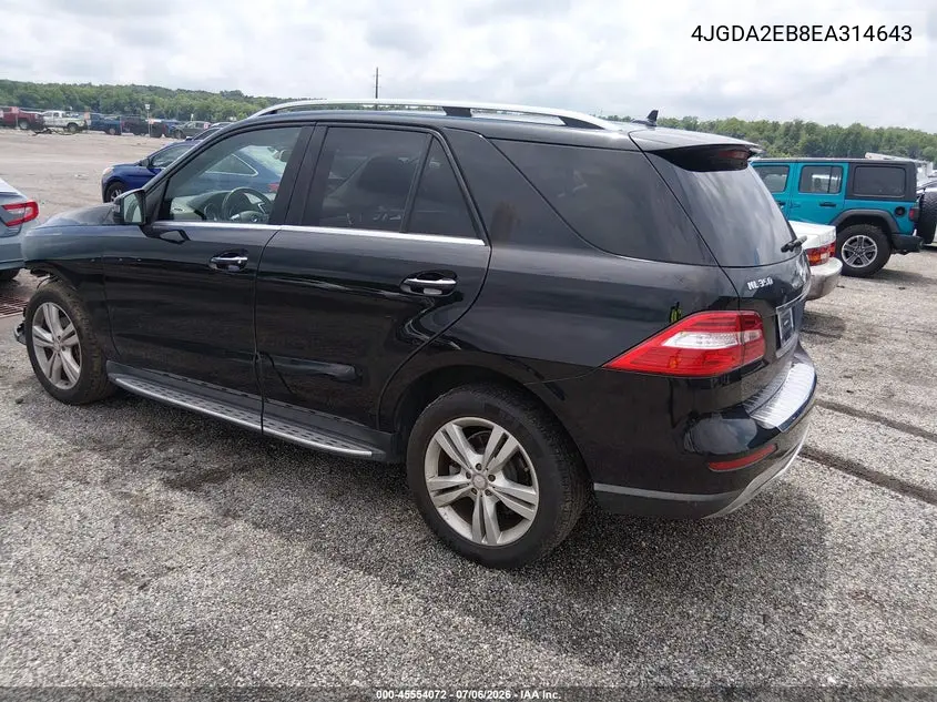 2014 Mercedes-Benz Ml 350 Bluetec 4Matic VIN: 4JGDA2EB8EA314643 Lot: 45554072