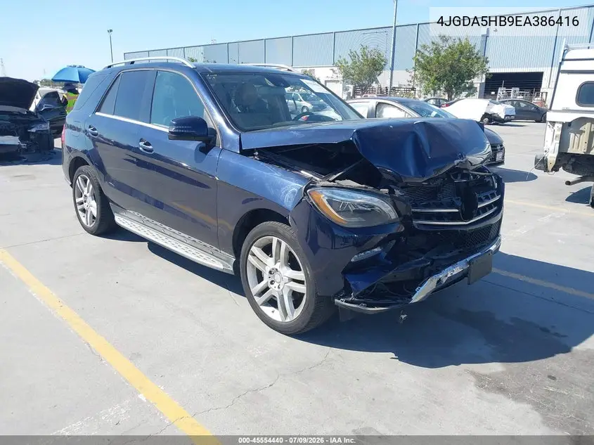 2014 Mercedes-Benz Ml 350 4Matic VIN: 4JGDA5HB9EA386416 Lot: 45554440
