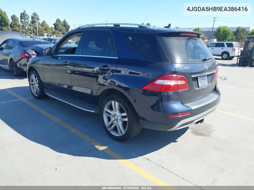 2014 Mercedes-Benz Ml 350 4Matic VIN: 4JGDA5HB9EA386416 Lot: 45554440