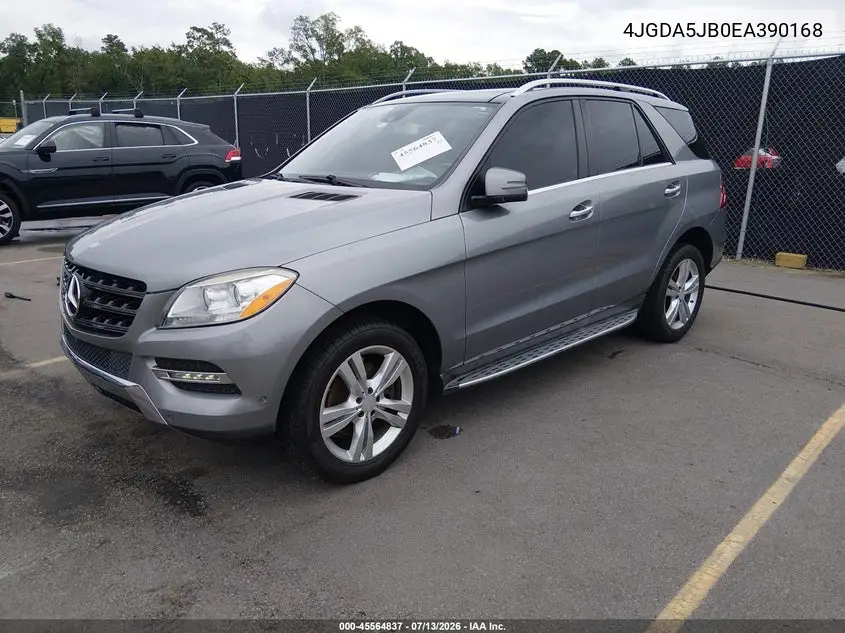 2014 Mercedes-Benz Ml 350 VIN: 4JGDA5JB0EA390168 Lot: 45564837