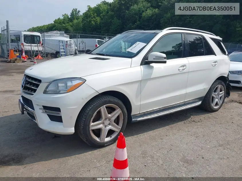 2014 Mercedes-Benz Ml 550 4Matic VIN: 4JGDA7DB0EA350051 Lot: 45568124