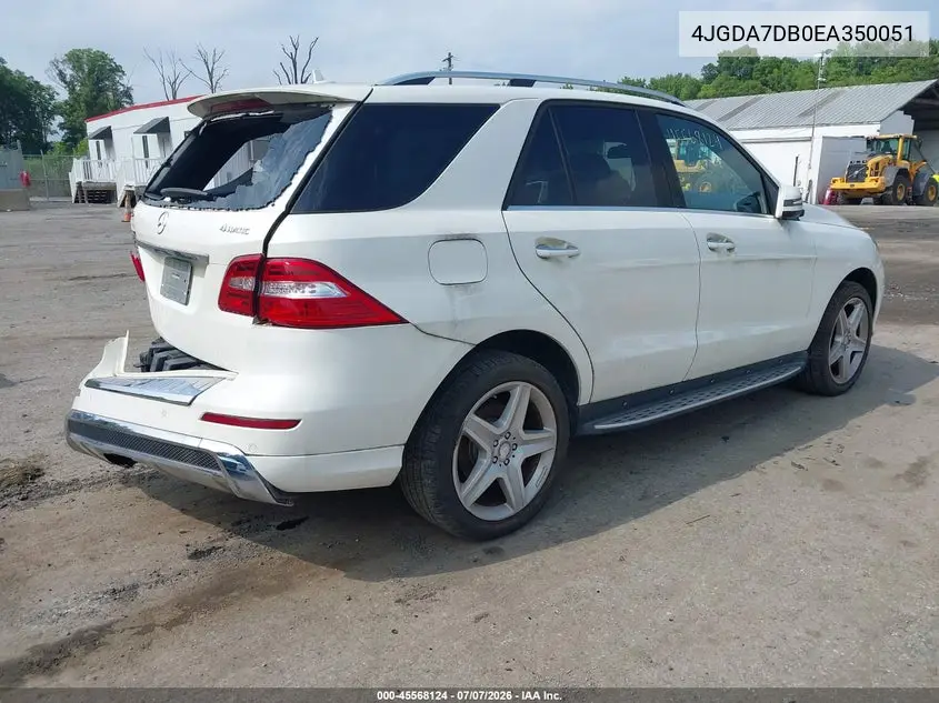 2014 Mercedes-Benz Ml 550 4Matic VIN: 4JGDA7DB0EA350051 Lot: 45568124