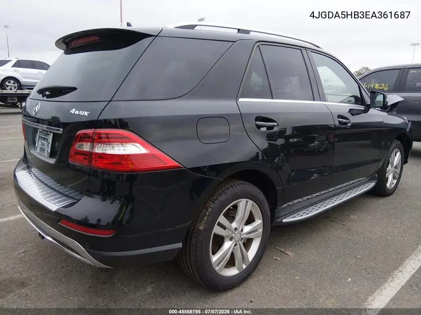 2014 Mercedes-Benz Ml 350 4Matic VIN: 4JGDA5HB3EA361687 Lot: 45568195