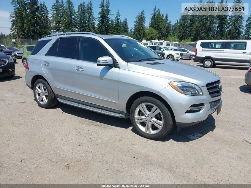 2014 Mercedes-Benz Ml 350 4Matic VIN: 4JGDA5HB7EA377651 Lot: 45574749