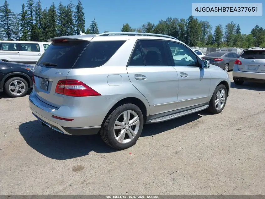 2014 Mercedes-Benz Ml 350 4Matic VIN: 4JGDA5HB7EA377651 Lot: 45574749