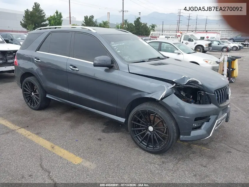 2014 Mercedes-Benz Ml 350 VIN: 4JGDA5JB7EA270092 Lot: 45580691