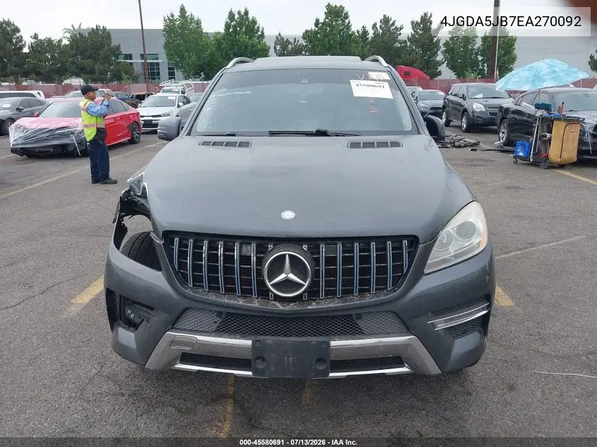 2014 Mercedes-Benz Ml 350 VIN: 4JGDA5JB7EA270092 Lot: 45580691