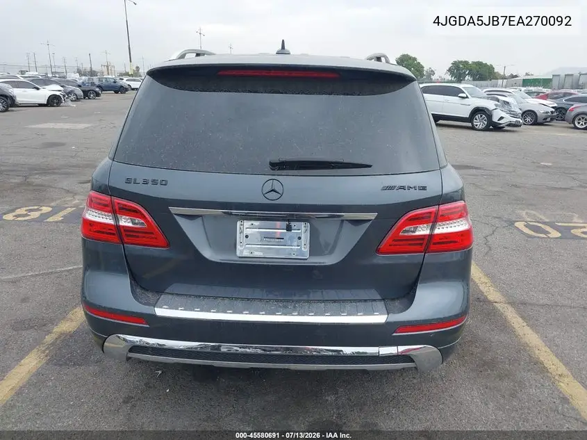 2014 Mercedes-Benz Ml 350 VIN: 4JGDA5JB7EA270092 Lot: 45580691