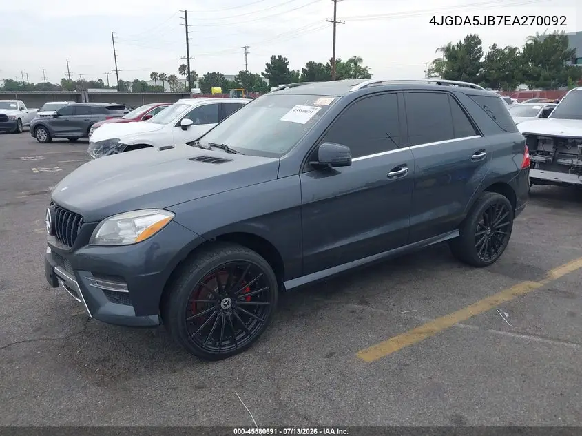 2014 Mercedes-Benz Ml 350 VIN: 4JGDA5JB7EA270092 Lot: 45580691