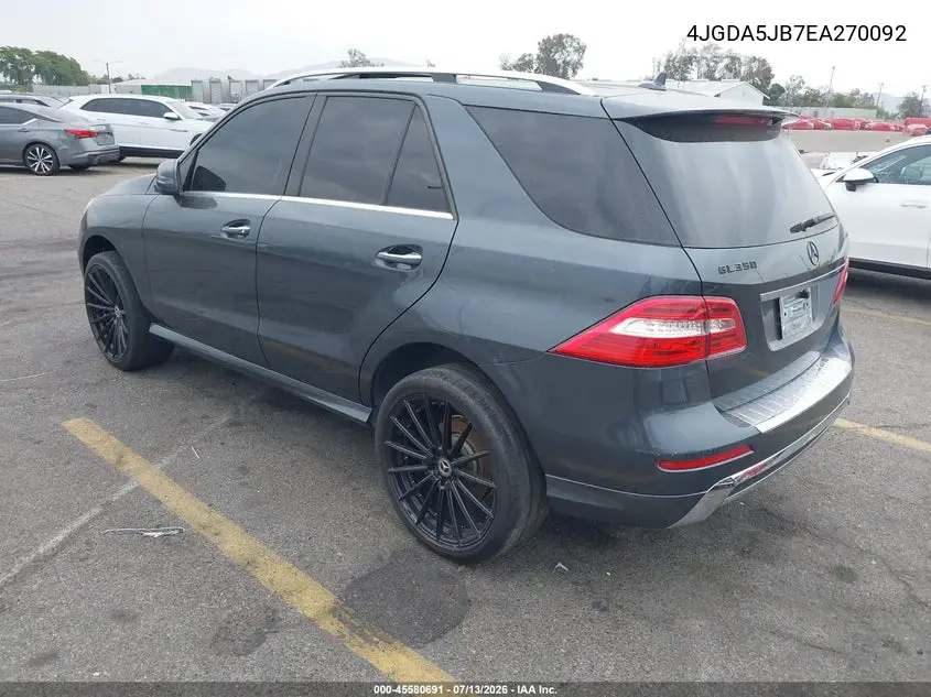 2014 Mercedes-Benz Ml 350 VIN: 4JGDA5JB7EA270092 Lot: 45580691