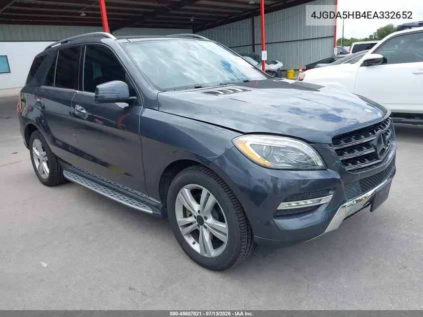 2014 Mercedes-Benz Ml 350 4Matic VIN: 4JGDA5HB4EA332652 Lot: 45607821