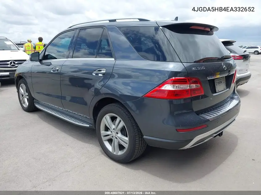 2014 Mercedes-Benz Ml 350 4Matic VIN: 4JGDA5HB4EA332652 Lot: 45607821