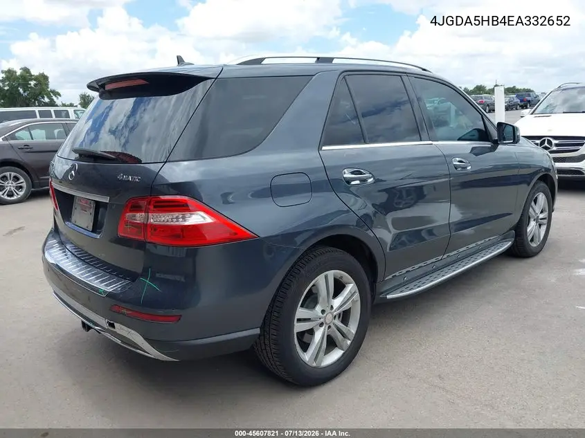 2014 Mercedes-Benz Ml 350 4Matic VIN: 4JGDA5HB4EA332652 Lot: 45607821