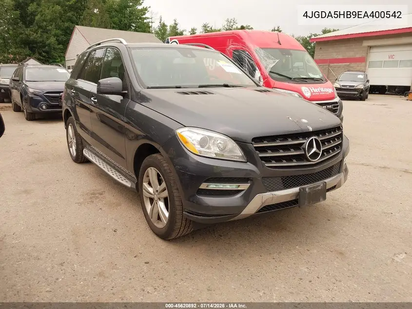 2014 Mercedes-Benz Ml 350 4Matic VIN: 4JGDA5HB9EA400542 Lot: 45620892