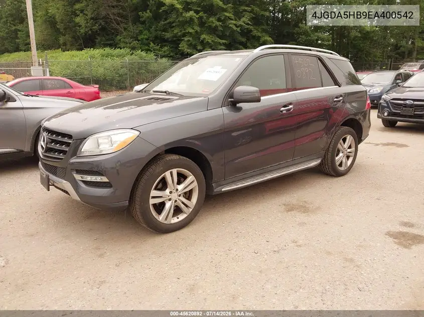 2014 Mercedes-Benz Ml 350 4Matic VIN: 4JGDA5HB9EA400542 Lot: 45620892