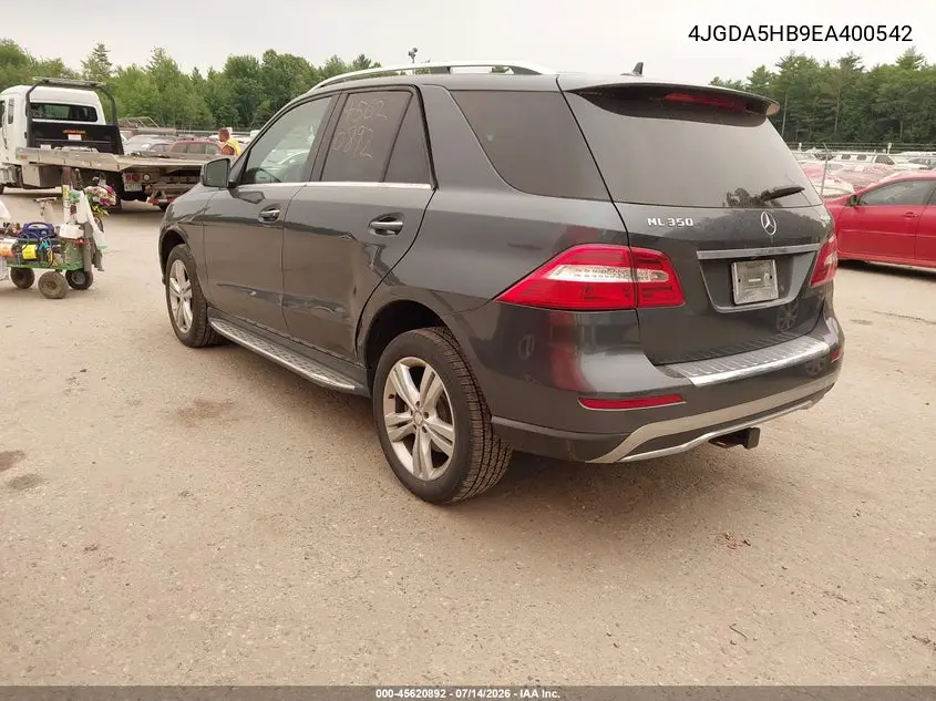 2014 Mercedes-Benz Ml 350 4Matic VIN: 4JGDA5HB9EA400542 Lot: 45620892