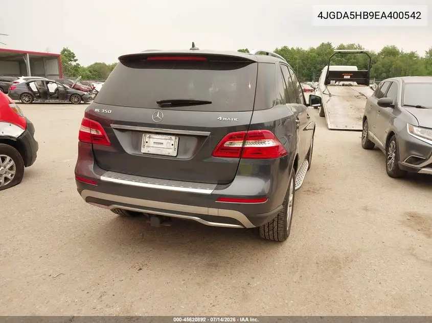 2014 Mercedes-Benz Ml 350 4Matic VIN: 4JGDA5HB9EA400542 Lot: 45620892